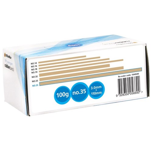 OfficeMax Rubber Bands No.35 3.0mm x 110mm 100g, Box of 115