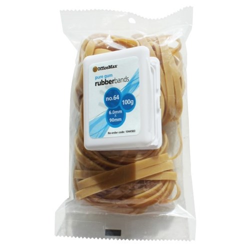 OfficeMax Rubber Bands No.64 6.0mm x 90mm 100g, Pack of 80 OfficeMax NZ