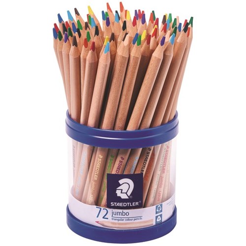 Staedtler Jumbo Triangular Natural Wood Barrel Pencils Tub of 72