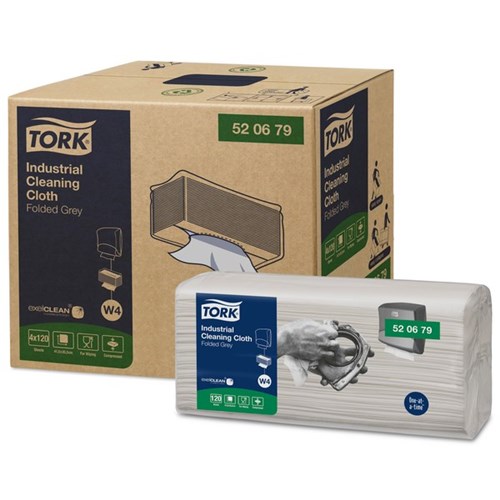 Tork W4 Industrial Cleaning Cloths 415x355mm Grey 520679, Carton of 4