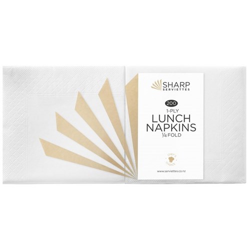 Sharp Lunch Napkins 1 Ply White 300mm, Pack of 200