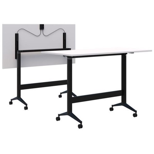 Fiord Leaner Flip Table 1800x1050mm, Snow Velvet/Black