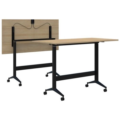Accent Leaner Flip Table 1800Lx900Dx1050H, Classic Oak Top with Black