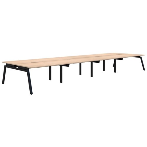 Accent Balance Angle 8 Pod Desk 1500x800mm Refined Oak/Black