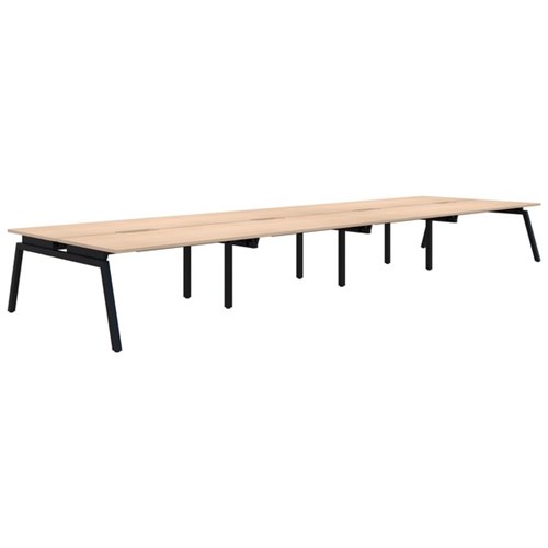 Accent Balance Angle 8 Pod Desk 1800x800mm Refined Oak/Black