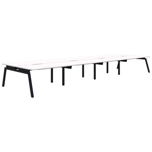 Accent Balance Angle 8 Pod Desk 1800x800mm Snow Velvet/Black