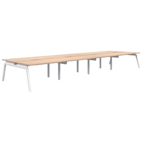 Accent Balance Angle 8 Pod Desk 1800x800mm Refined Oak/White