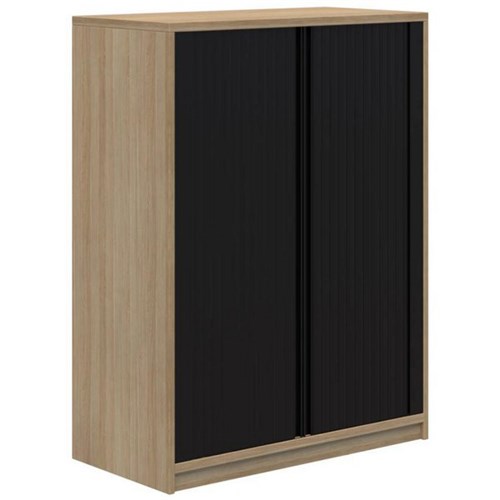 Mascot Tambour Lockable 900x1200mm Classic Oak with Black Doors