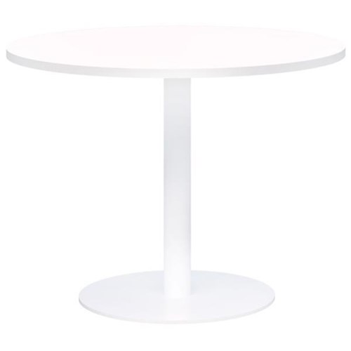 Accent Classic Round Meeting Table 800DIA, Snow Velvet Top with White