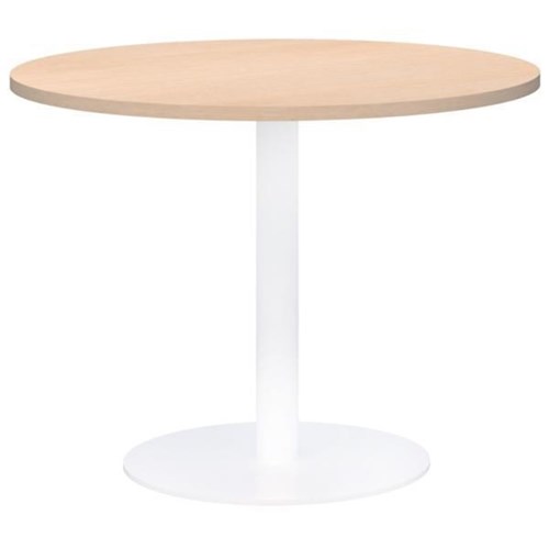Accent Classic Round Meeting Table 1000DIA, Refined Oak Top with White