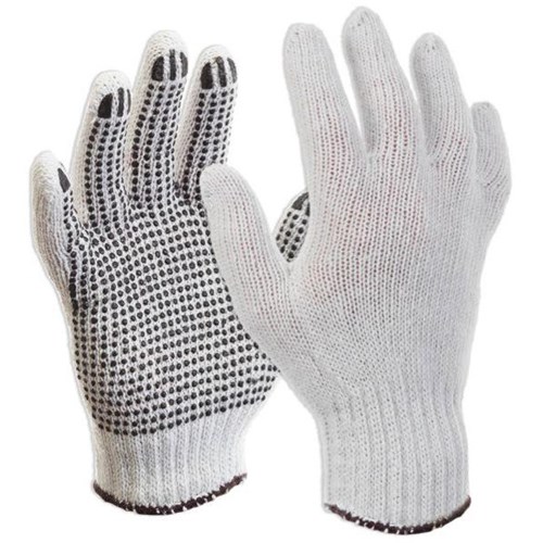 Esko Knit Polycotton PVC Dots Gloves Large, Pack of 12 Pairs