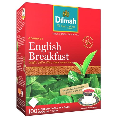Dilmah English Breakfast Tagless Tea Bags, Box of 100