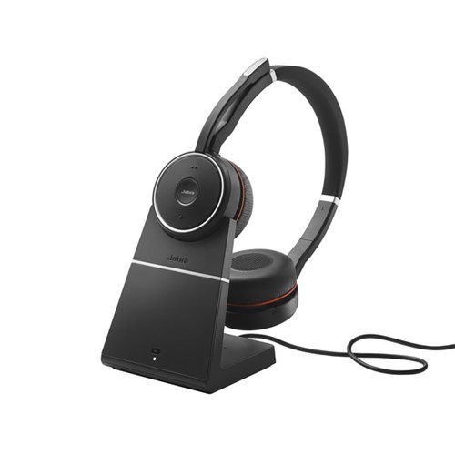 Jabra Evolve 75 Stereo SE Link 380a MS Wireless Bluetooth Headset With Charging Stand