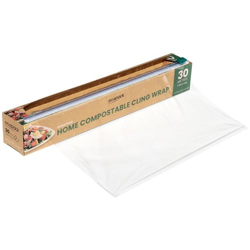 Ecopack Home Compostable Cling Film Wrap With Dispenser 300mm x 30m