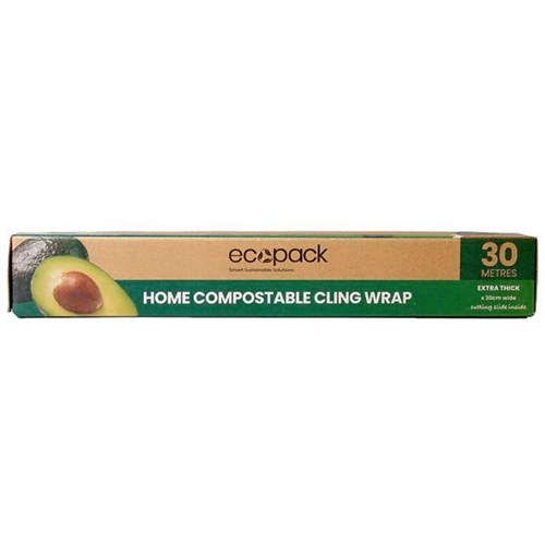 Ecopack Home Compostable Cling Film Wrap With Dispenser 300mm x 30m