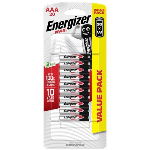 Energizer Max AAA Alkaline Batteries, Pack of 20