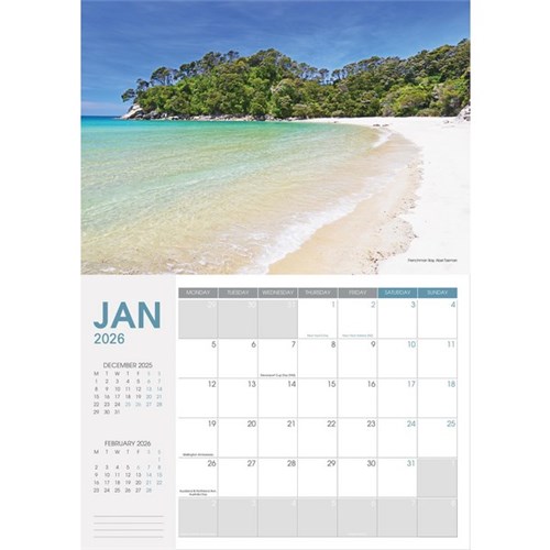 Collins Rosebank A4 Wall Calendar 2026 Coastal Scenes