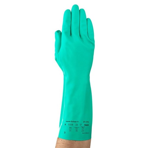 Ansell Solvex 37-175 Flock Lined Nitrile Gloves 330mm Size 8 (Medium), Pair