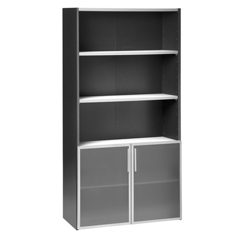 Emerge Cupboard With 2 Glass Doors 900x1800mm Ironstone/White