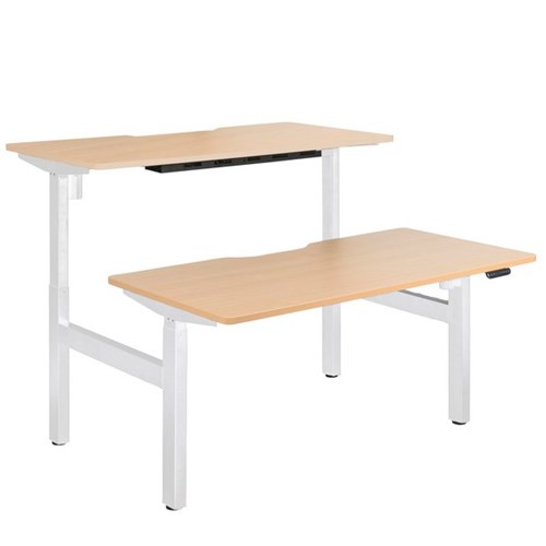 Emerge Electric Height Adjustable 2 User Desk 1500x750mm Beech Scallop/White