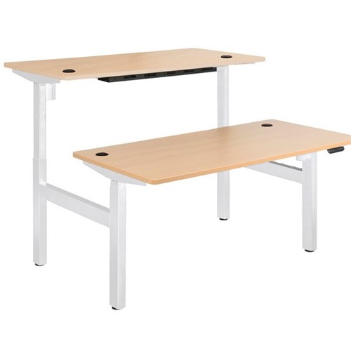 Emerge Electric Height Adjustable 2 User Desk 1500x750mm Beech/White
