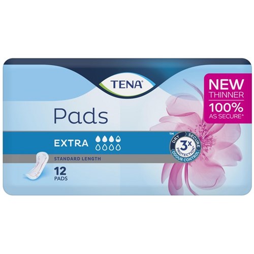 TENA Extra Incontinence Pads Standard Length, Pack of 12