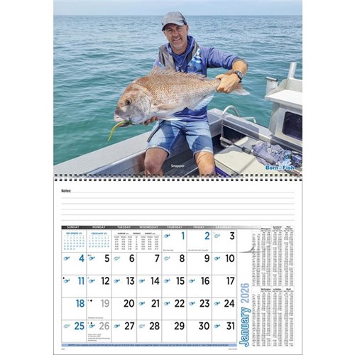 Easy2C Wall Calendar 2026 Born To Fish
