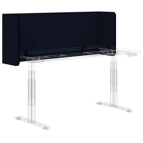 Fiord12 Acoustic Fold Wrap Around Desk Screen 1500x595mm Navy with Black Brackets