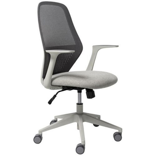 Mondo Soho Chair With Arms Mesh Back Light Grey/White