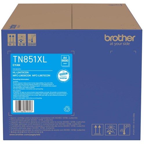 Brother TN851XLC Cyan Laser Toner Cartridge High Capacity
