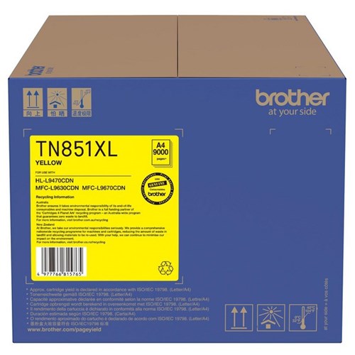 Brother TN851XLY Yellow Laser Toner Cartridge High Capacity