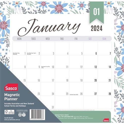 Sasco Magnetic Wall Calendar 325x315mm 2024 Assorted Designs