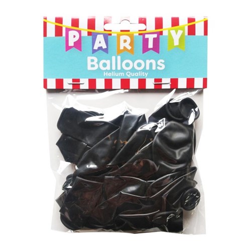 Party Balloons 27.5cm Black, Pack of 15