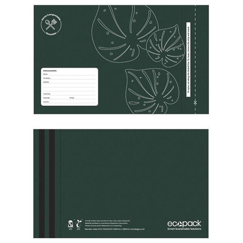 Ecopack Foolscap Compostable Resealable Courier Bags 280x380mm, Pack of 25