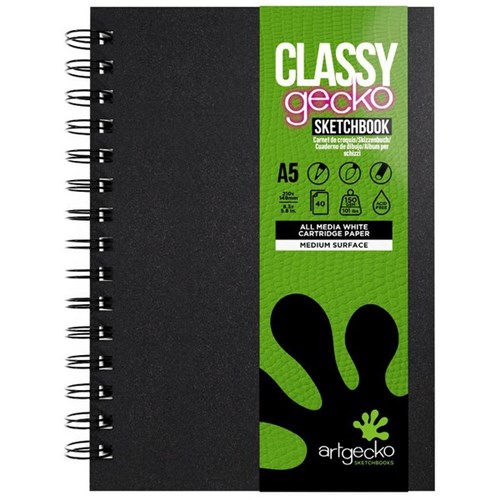 Art Gecko Classy Gecko A5 Spiral Sketch Book 150gsm 40 Leaves