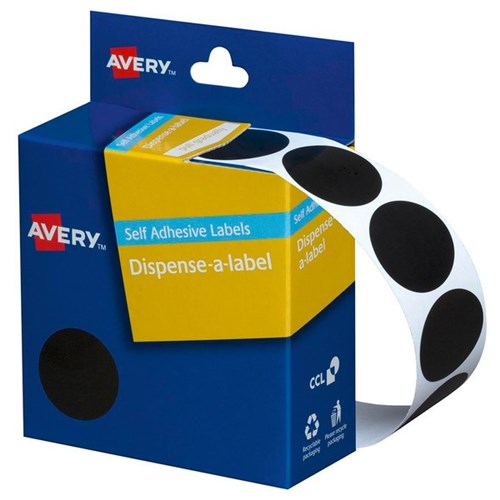Avery Dot Dispenser Labels DMC24 24mm Black, Box of 500