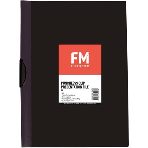FM Punchless Clip File 3mm A4 Black