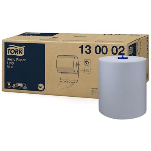 Tork W6 Wash Station Basic Hand Towels 130002 1 Ply Blue, Carton of 6 Packs 