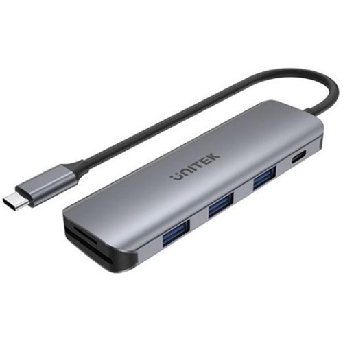UNITEK 6-in-1 Multi-Port Hub With USB-C Connector Space Grey