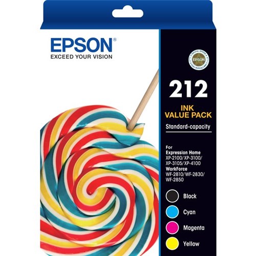 Epson 212 Ink Cartridges Value Pack, Pack of 4