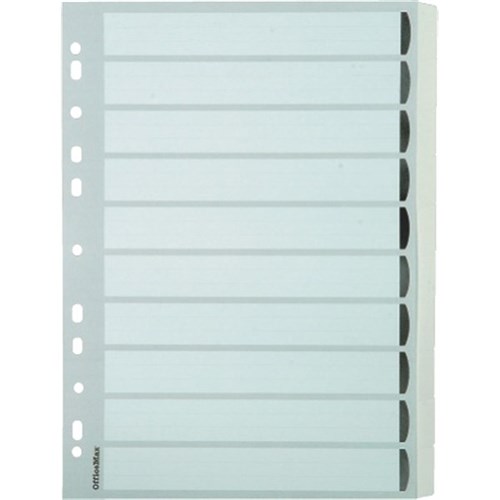 OfficeMax Index Dividers 10 Tab Reinforced A4 Cardboard White