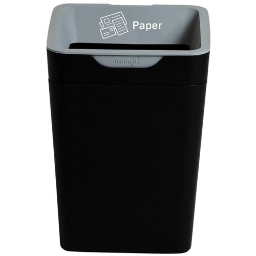 Method 20L Grey Paper Recycling Bin With Open Lid