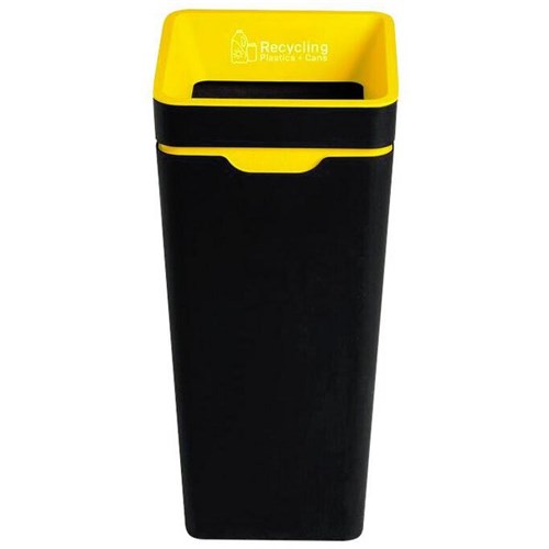 Method 60L Yellow Plastics + Cans Recycling Bin With Open Lid