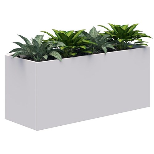 Fiord Planter Including Artificial Plants 1200x600mm White/Plants