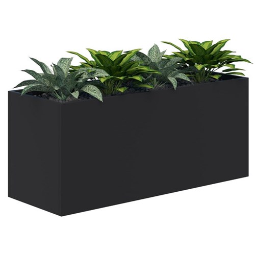 Fiord Planter Including Artificial Plants 1200x600mm Black/Plants