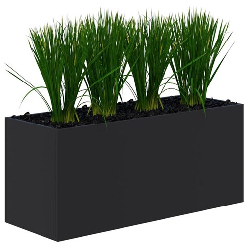 Fiord Planter Including Artificial Plants 1200x600mm Black/Grass