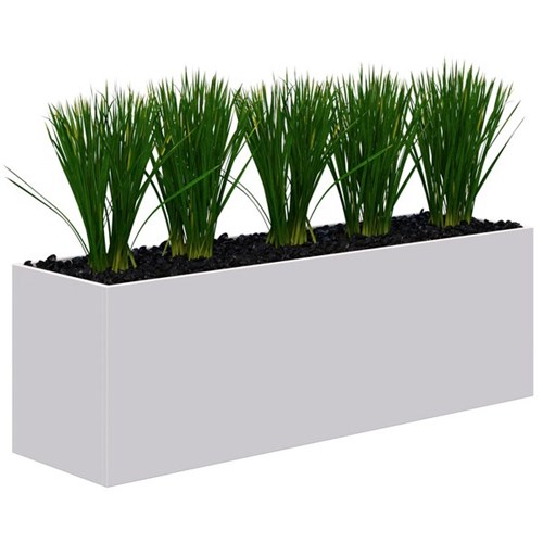 Fiord Planter Including Artificial Plants 1600x600mm White/Grass