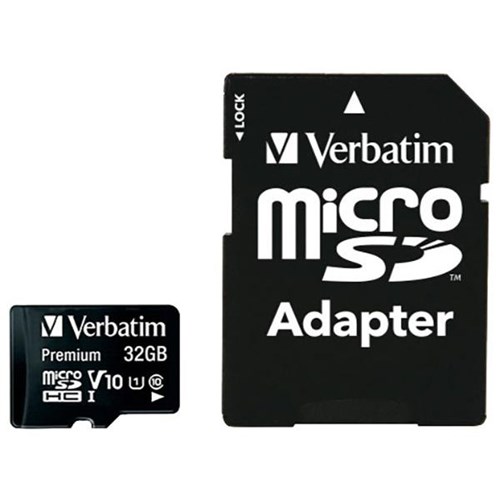 Verbatim Premium MicroSDHC UHS-I Class 10 Card with Adapter 32GB