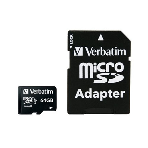 Verbatim Premium MicroSDHC UHS-I Class 10 Card with Adapter 64GB