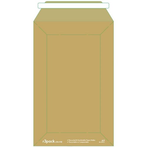 R3 Paper Courier Bags A5 180x280mm Kraft, Pack of 100